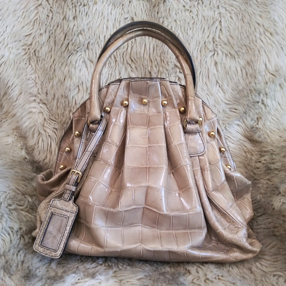 Valentino Crocodile Tan Bag